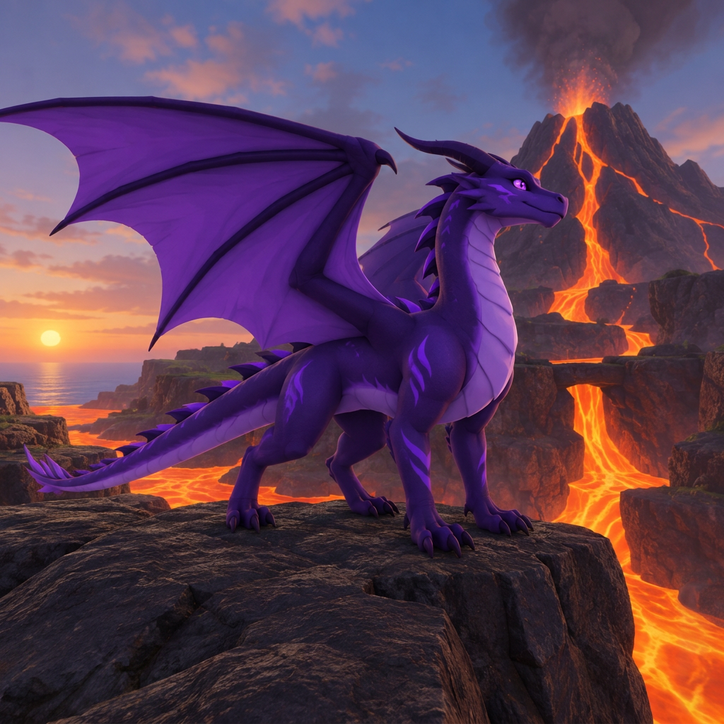 A small teal dragon flying over floating islands